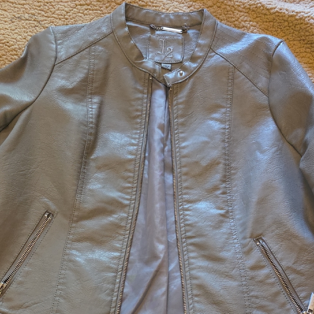 Women's Gray Leather Jacket